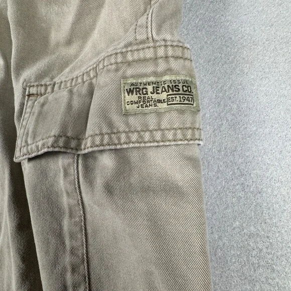 Wrangler WRG Jeans Co Mens Cargo Pants Khaki Tan 36x30 Utility Workwear Pockets - Picture 3 of 8